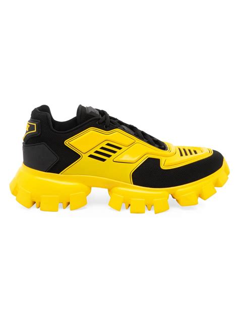 black and yellow prada shoes|high top black prada sneakers.